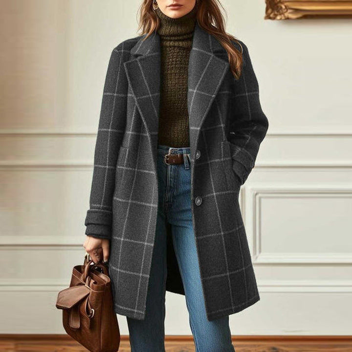 Gerhild | Retro Lapel Check Coat