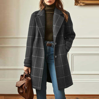 Gerhild | Retro Lapel Check Coat