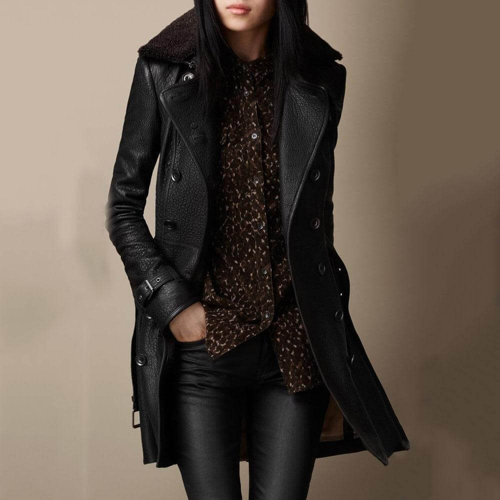 Mia | Elegant 3/4-Length Faux Leather Jacket