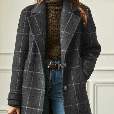 Gerhild | Retro Lapel Check Coat