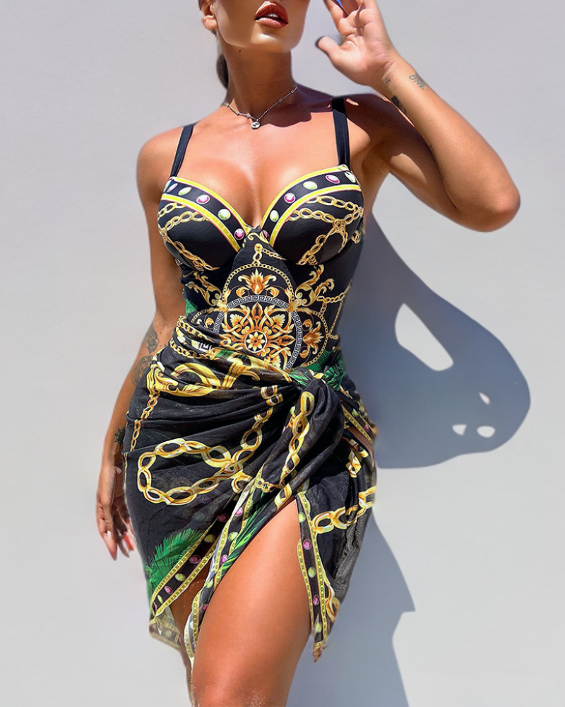 Elina | Push-Up Swimsuit with Beach Skirt