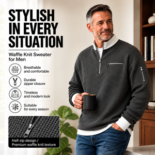 Jasper | Waffle-Knit Sweater with Half Zip