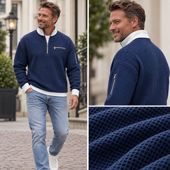 Jasper | Waffle-Knit Sweater with Half Zip