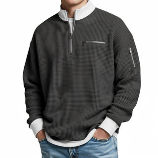 Jasper | Waffle-Knit Sweater with Half Zip
