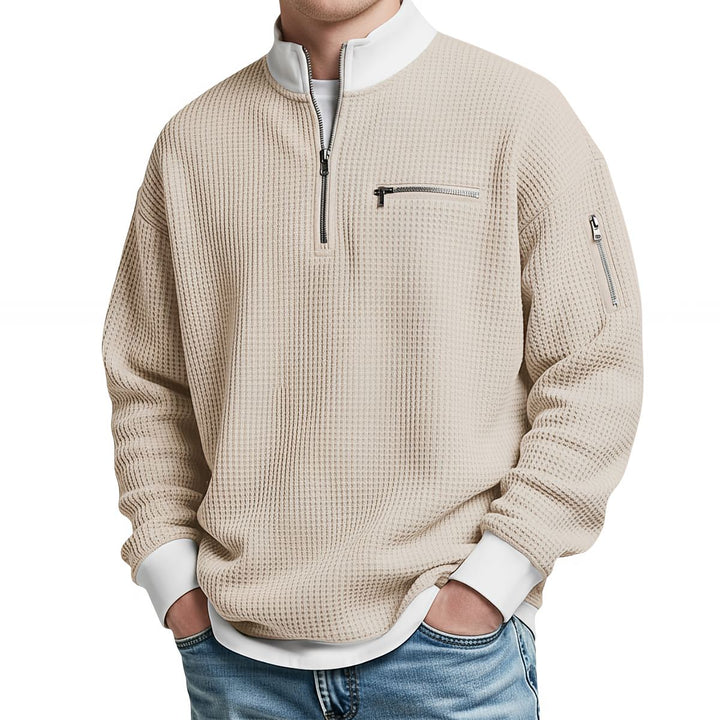 Jasper | Waffle-Knit Sweater with Half Zip