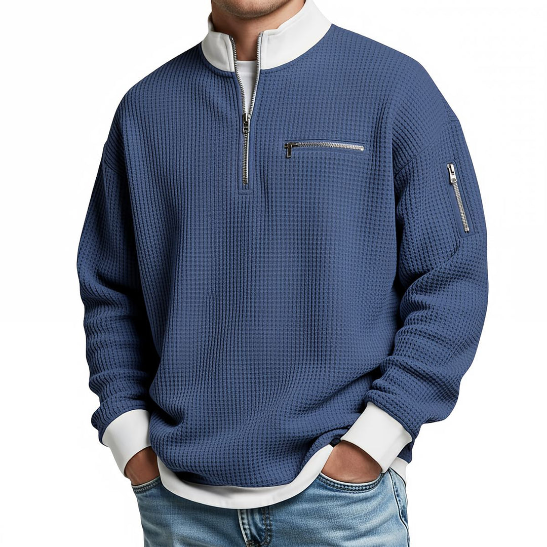 Jasper | Waffle-Knit Sweater with Half Zip