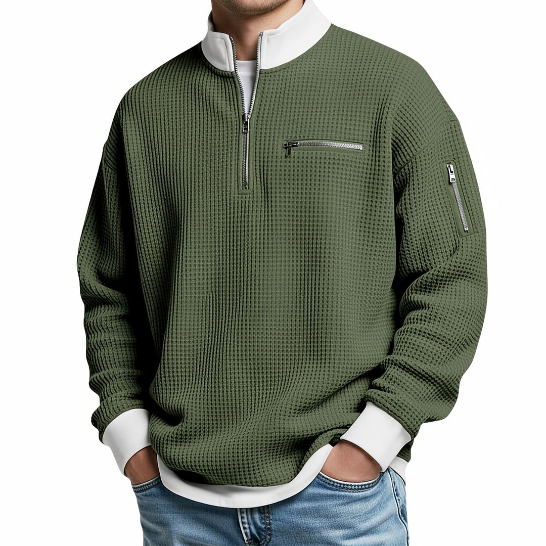 Jasper | Waffle-Knit Sweater with Half Zip