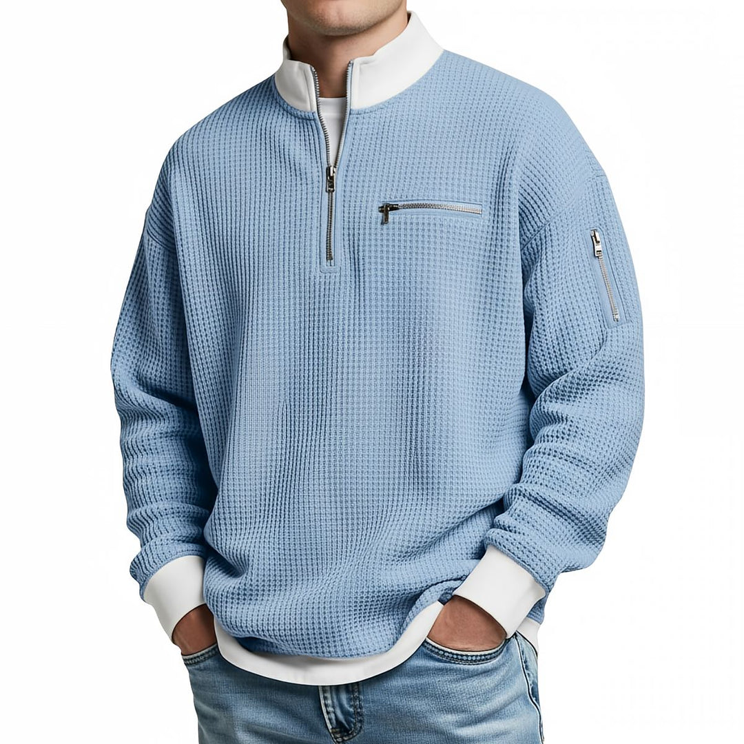 Jasper | Waffle-Knit Sweater with Half Zip