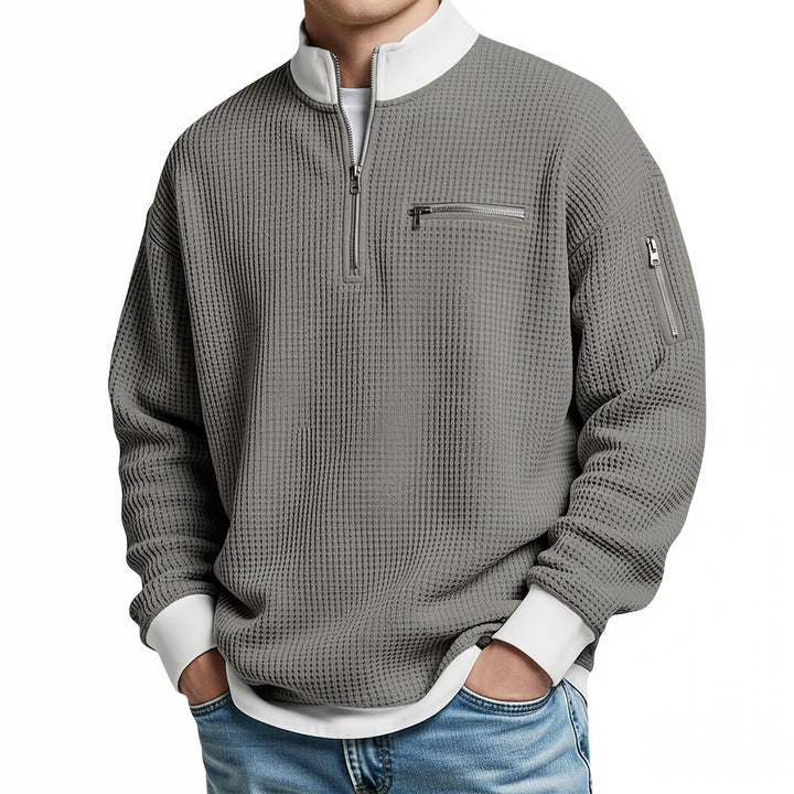 Jasper | Waffle-Knit Sweater with Half Zip