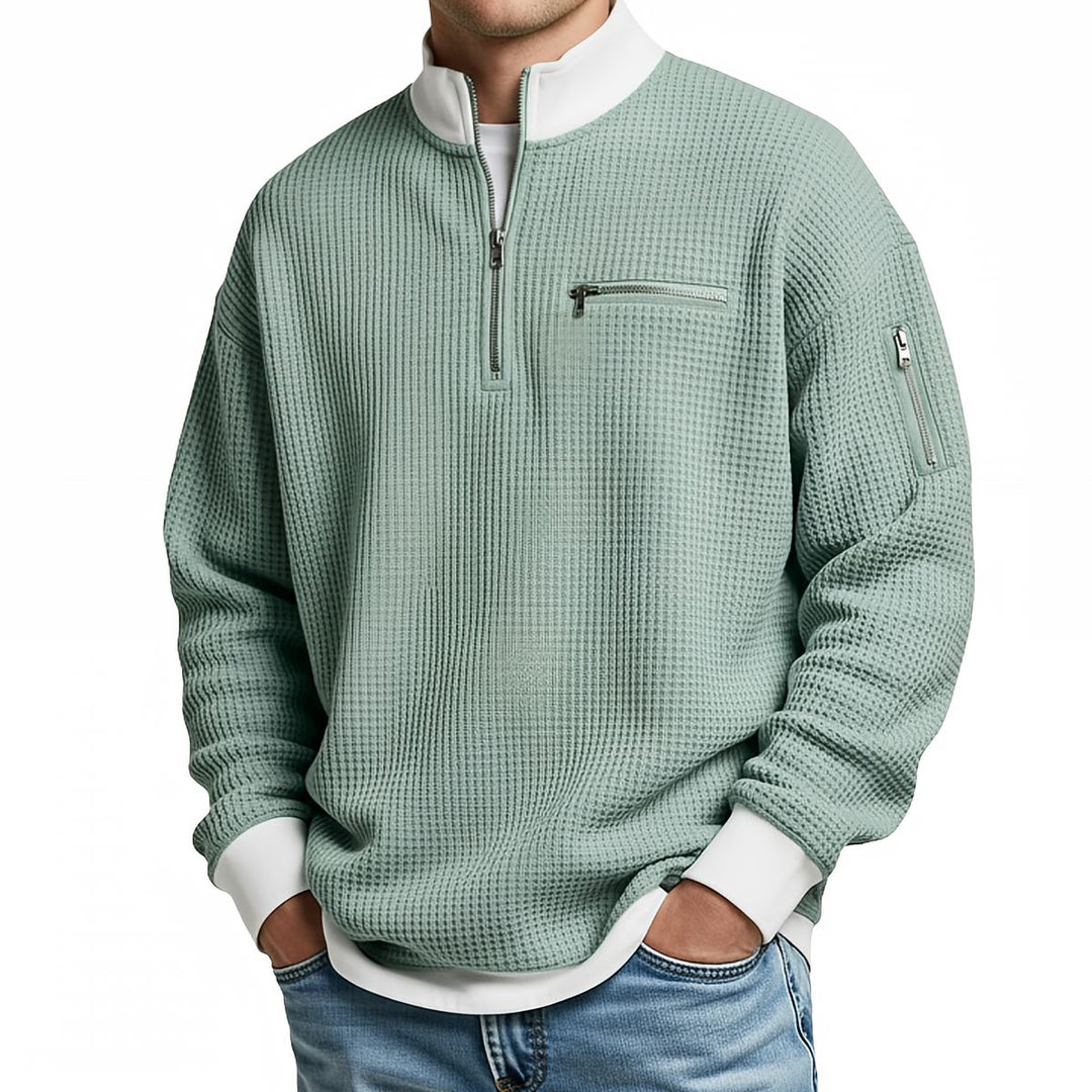 Jasper | Waffle-Knit Sweater with Half Zip