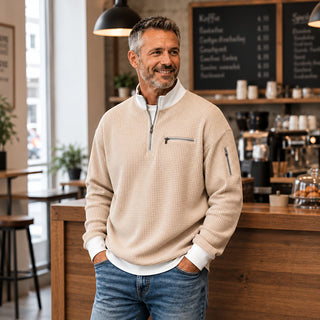 Jasper | Waffle-Knit Sweater with Half Zip