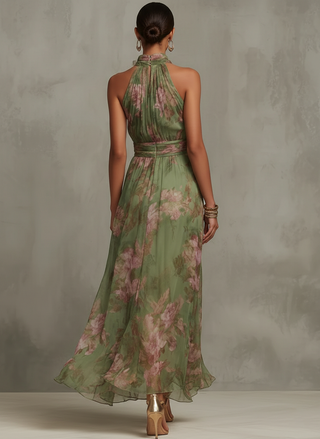 Livie | Maxi Dress with Floral Halter