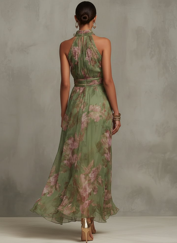 Livie | Maxi Dress with Floral Halter