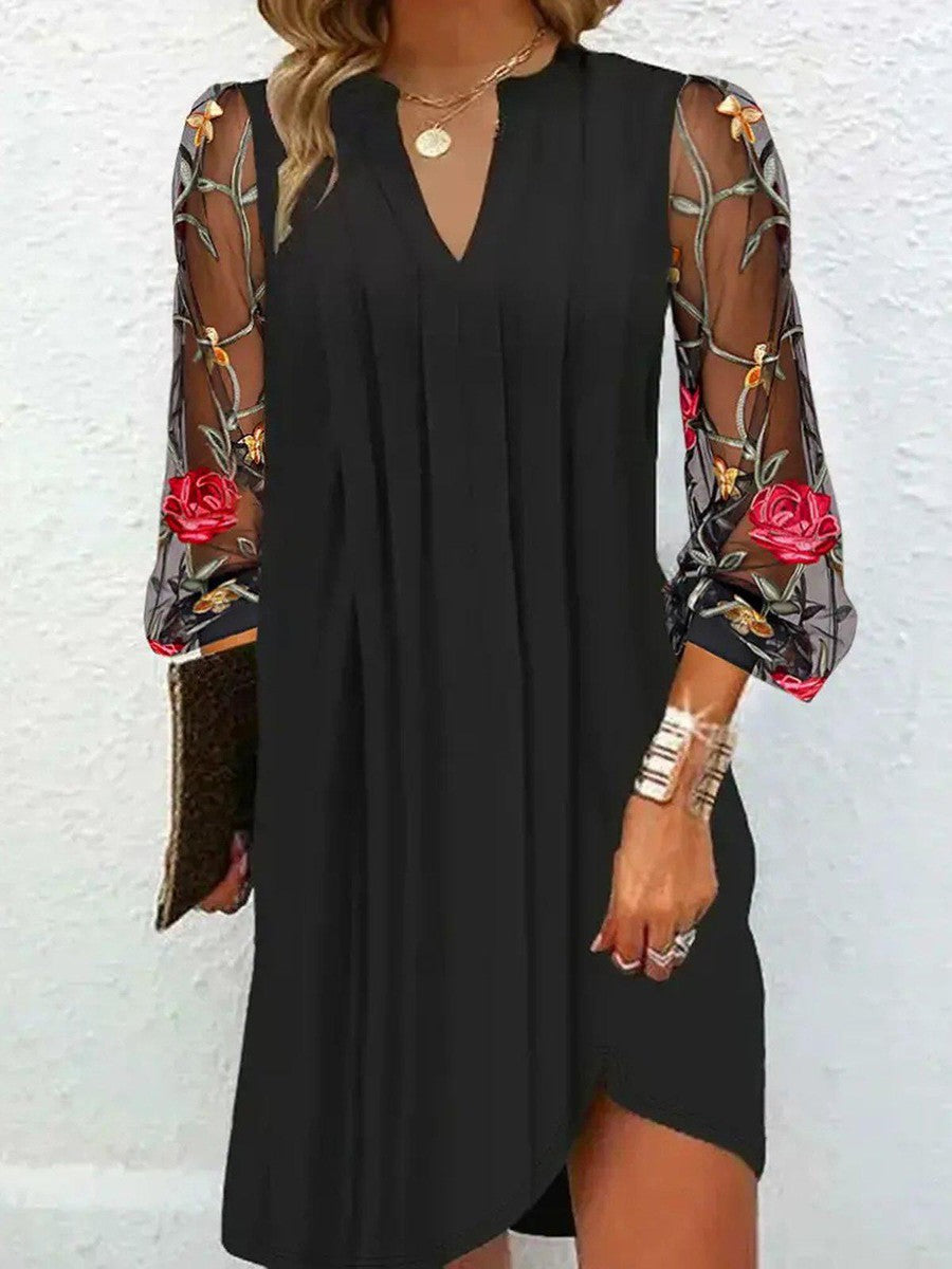 Leona | Elegant Mini Dress with Sheer Sleeves