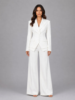 Marcella | Two-Piece Set with Fitted-Waist Blazer and Palazzo Pants