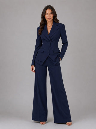 Marcella | Two-Piece Set with Fitted-Waist Blazer and Palazzo Pants