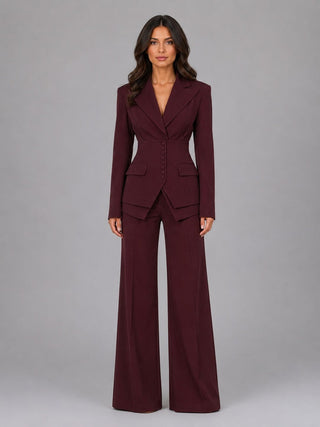 Marcella | Two-Piece Set with Fitted-Waist Blazer and Palazzo Pants