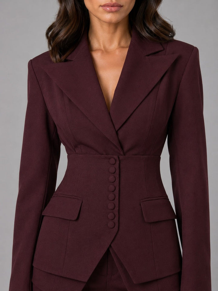 Marcella | Two-Piece Set with Fitted-Waist Blazer and Palazzo Pants