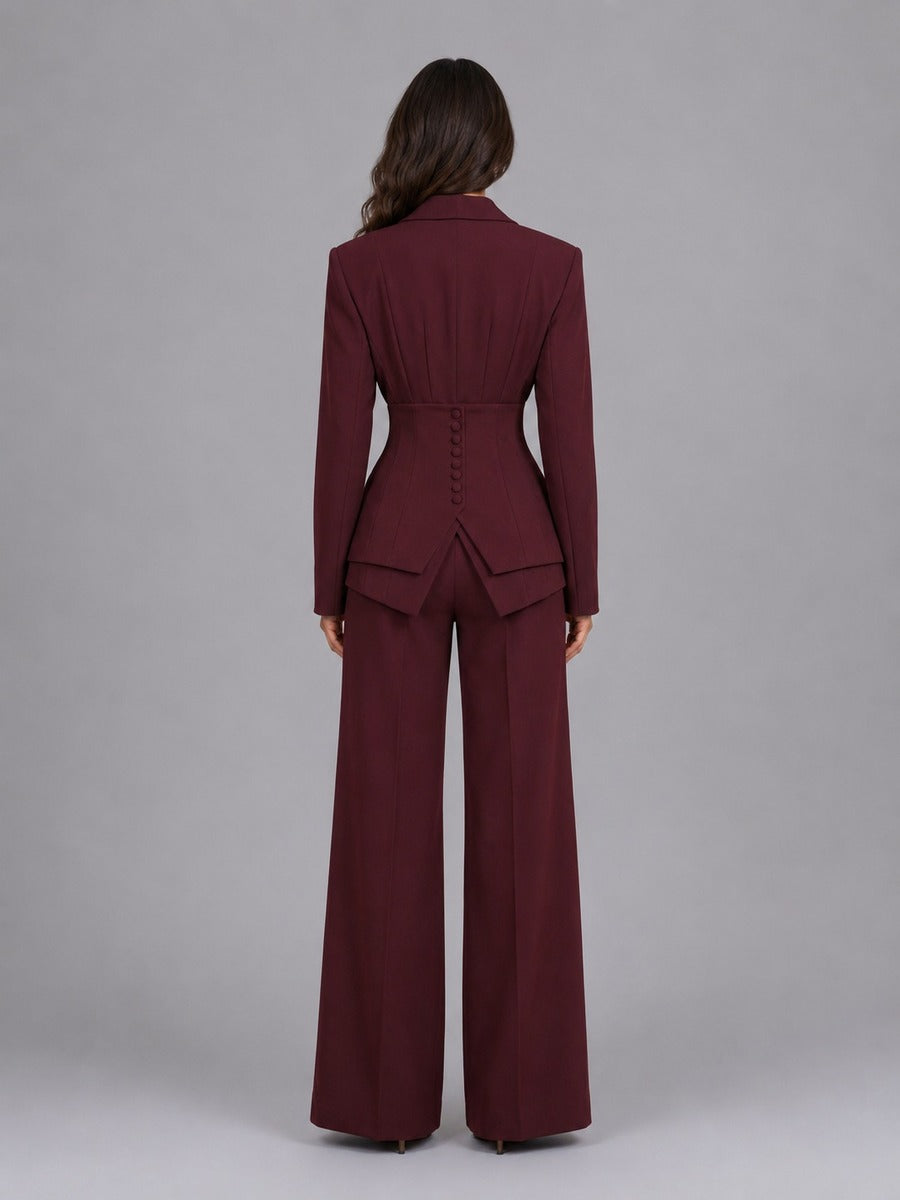 Marcella | Two-Piece Set with Fitted-Waist Blazer and Palazzo Pants