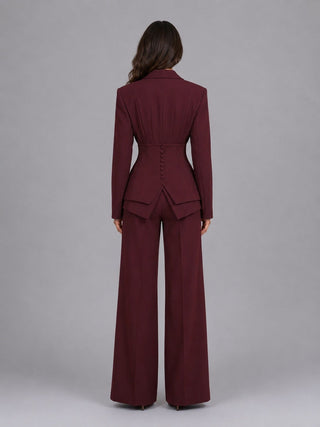 Marcella | Two-Piece Set with Fitted-Waist Blazer and Palazzo Pants
