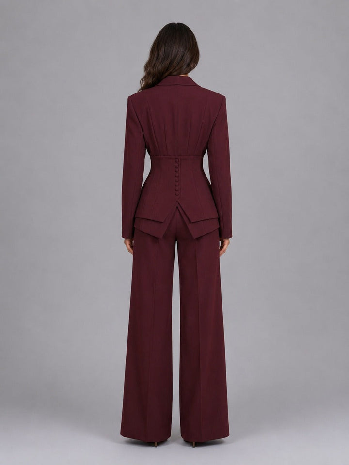 Marcella | Two-Piece Set with Fitted-Waist Blazer and Palazzo Pants