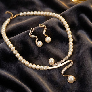 Elegant Wave Pearl Jewelry Set
