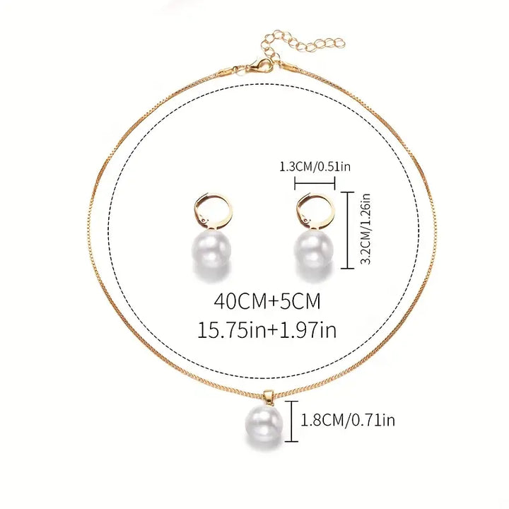 Elegant Graceful Pearl Necklace Set