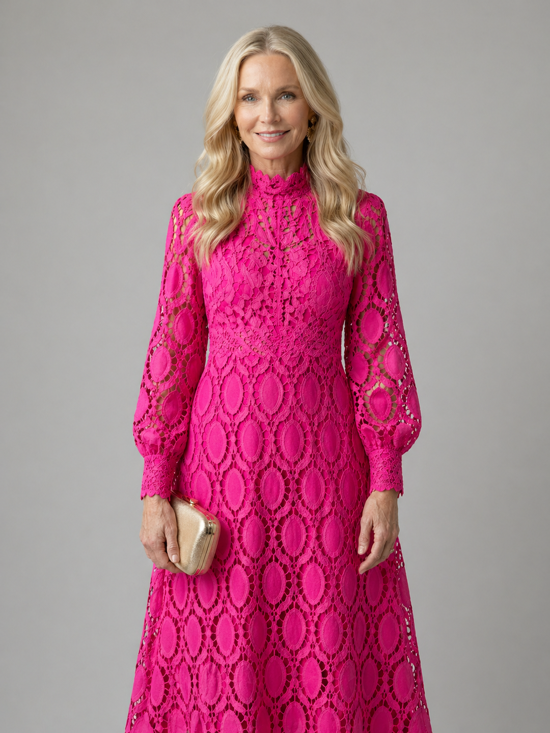 Jimena | Elegant High-Neck Lace Maxi Dress