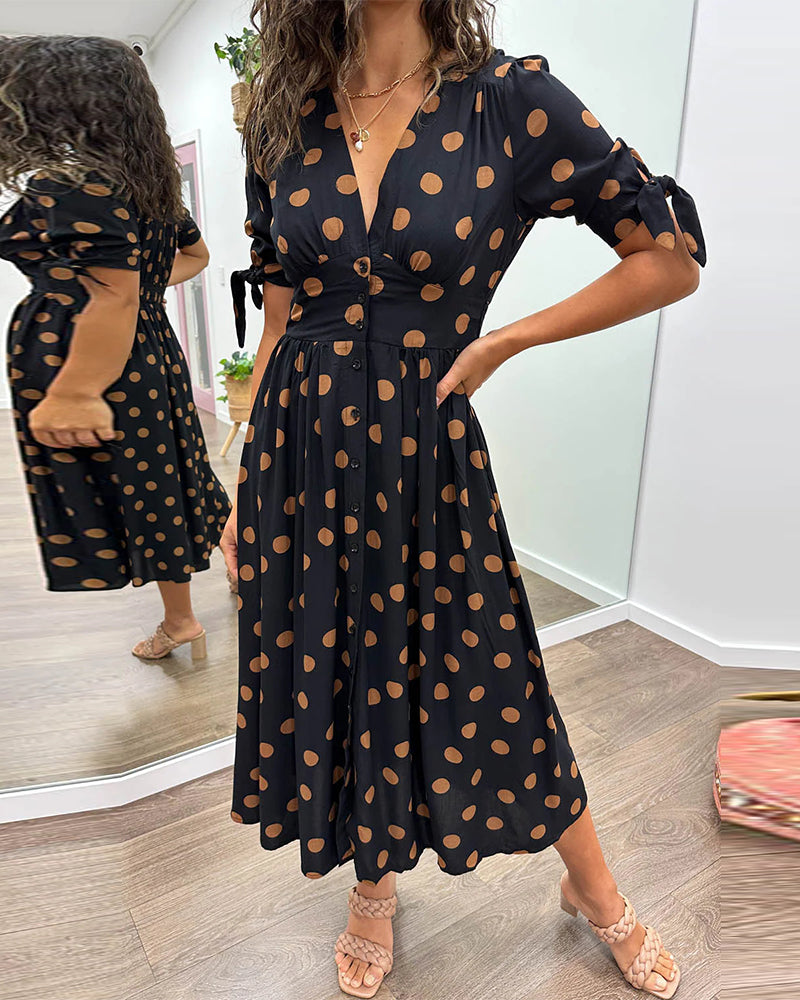 Monique | Elegant Polka-Dot Dress