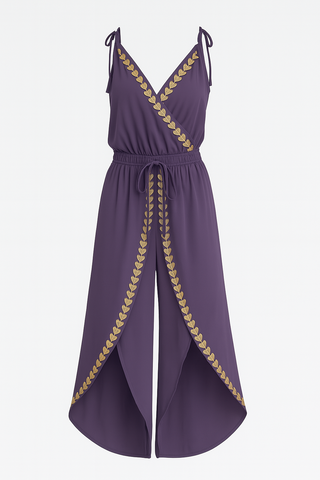 Olivia | Unique Jumpsuit with Gold Details and Leg Slit