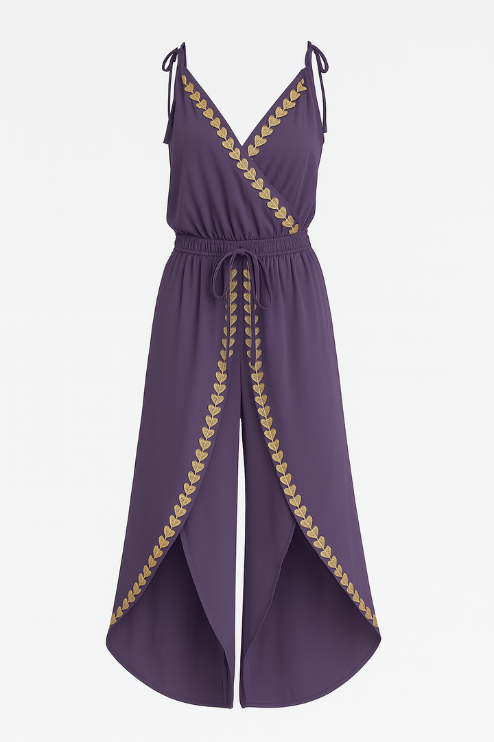 Olivia | Unique Jumpsuit with Gold Details and Leg Slit
