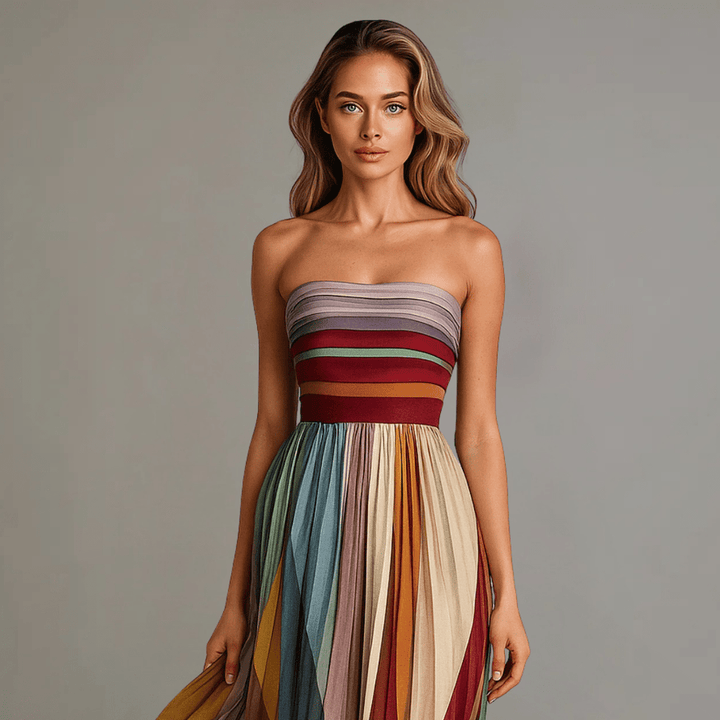 Aria | Striped Sunset Maxi Dress