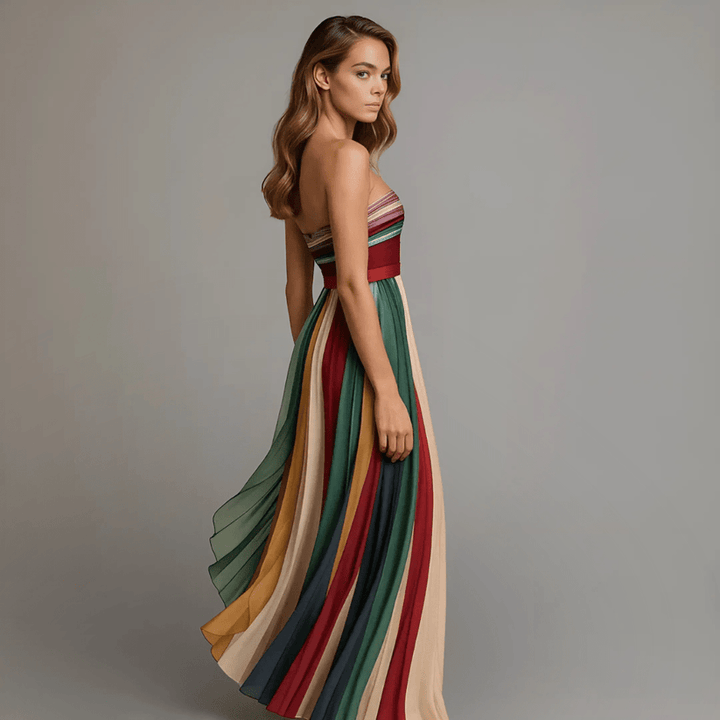 Aria | Striped Sunset Maxi Dress