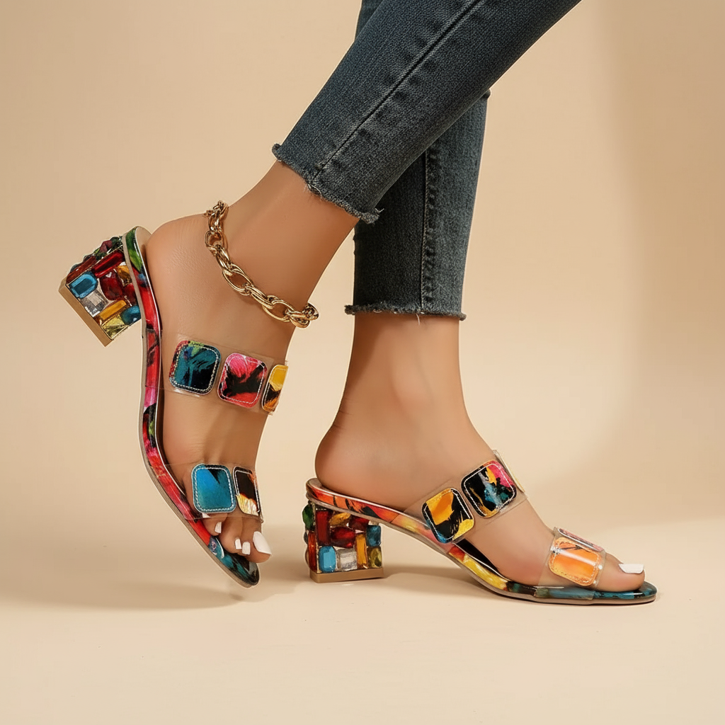 Gia | Colourful Square-Heel Sandals