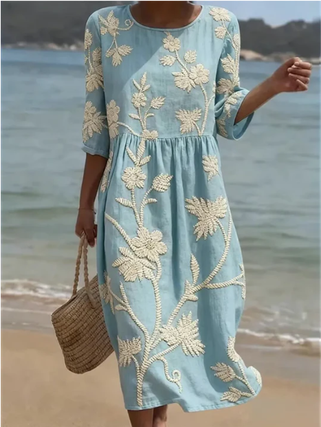 Carina | Delicate Floral Midi Dress
