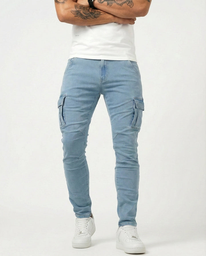 Arden | Slim Fit Stretch Cargo Jeans for Men