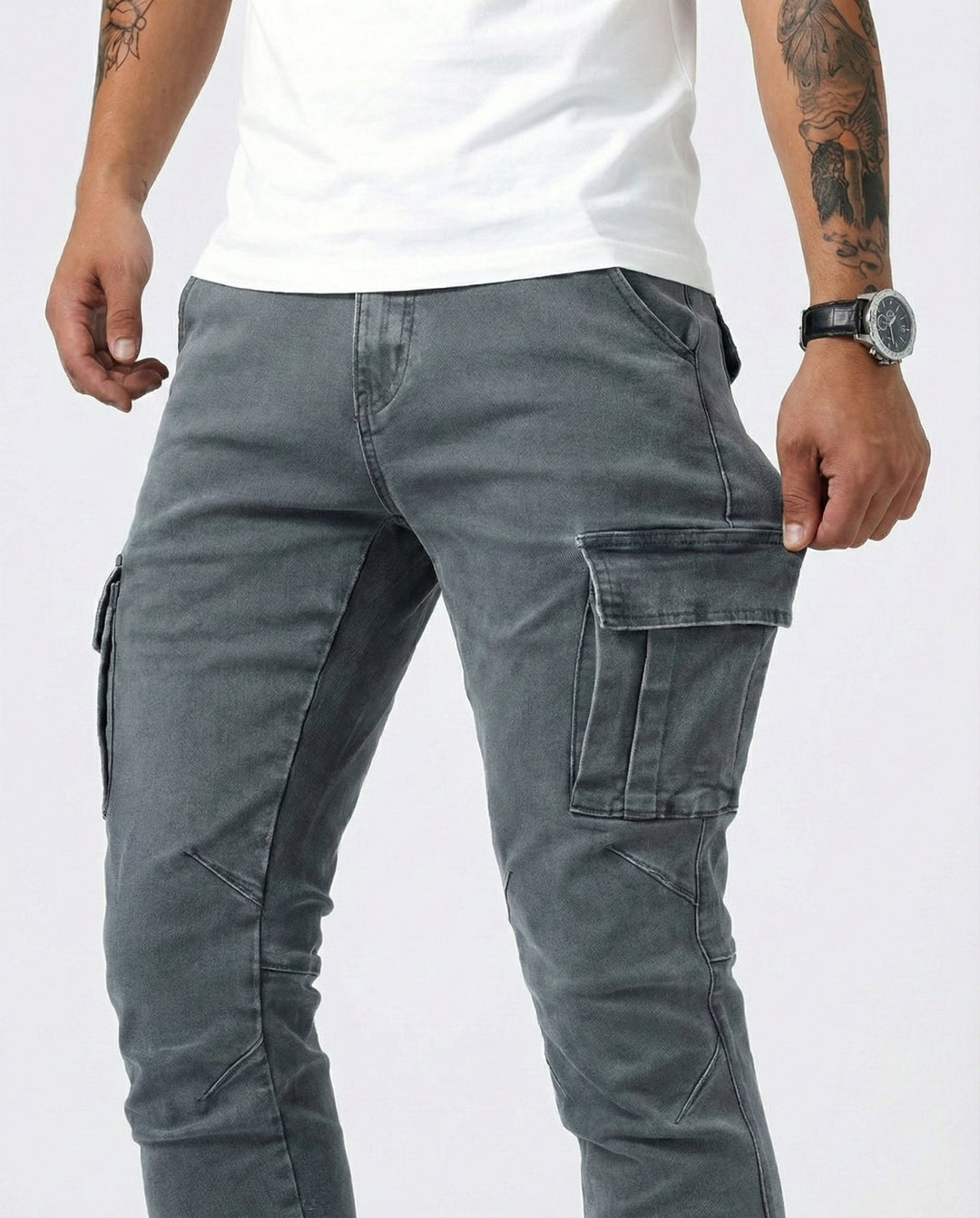 Arden | Slim Fit Stretch Cargo Jeans for Men