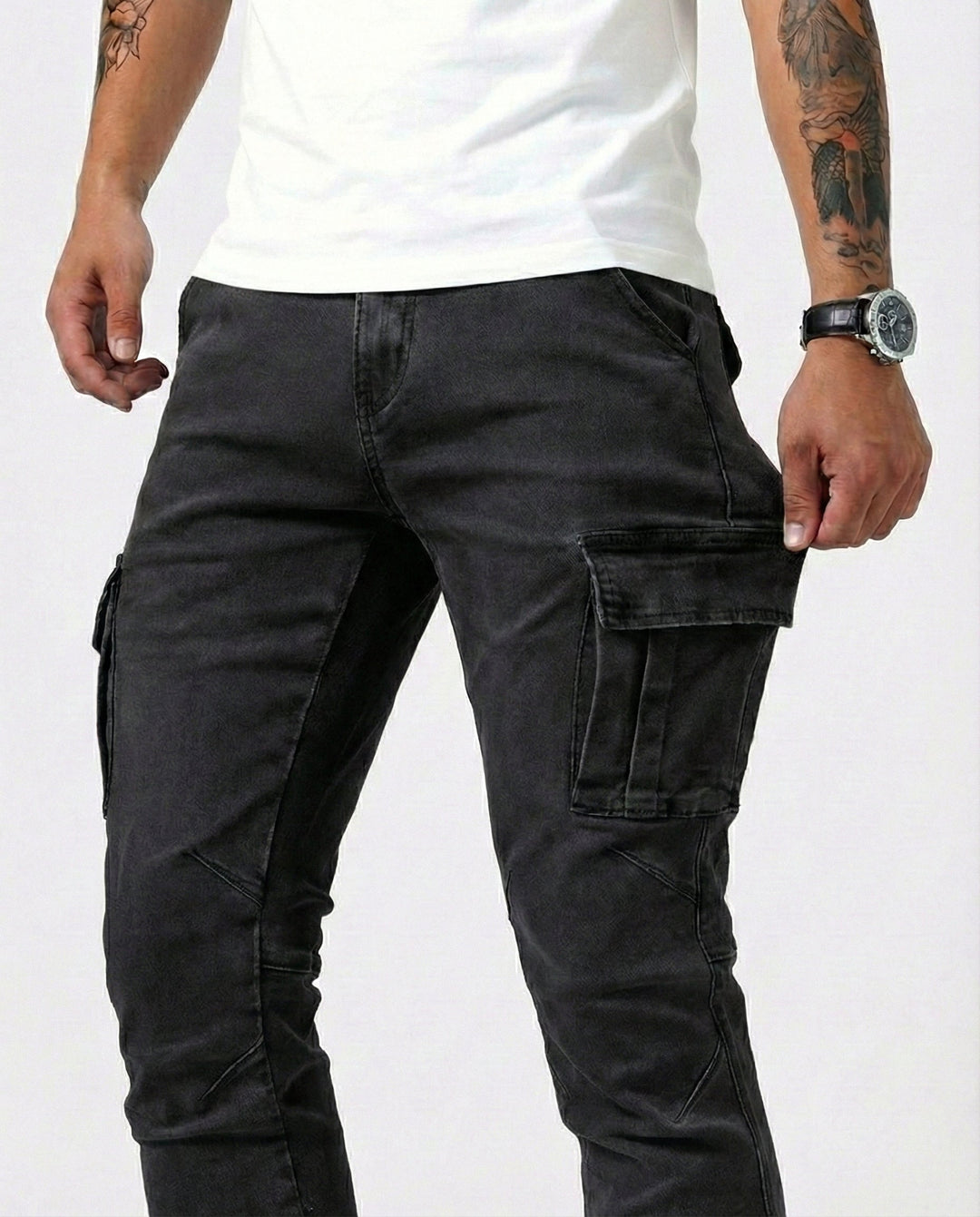 Arden | Slim Fit Stretch Cargo Jeans for Men
