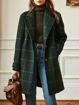 Gerhild | Retro Lapel Check Coat