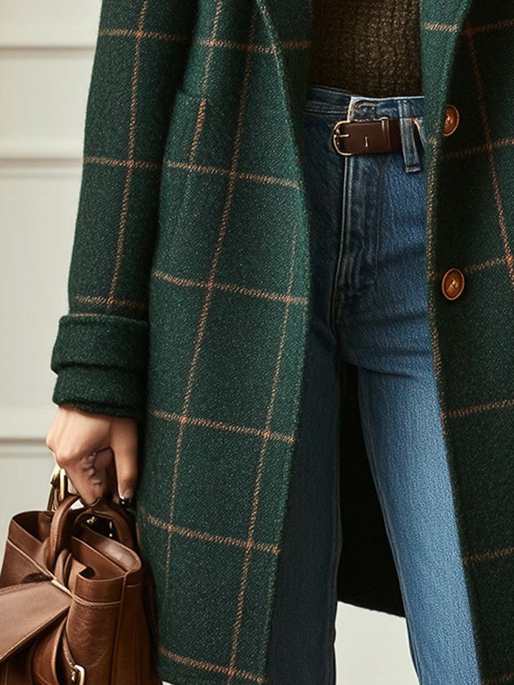 Gerhild | Retro Lapel Check Coat
