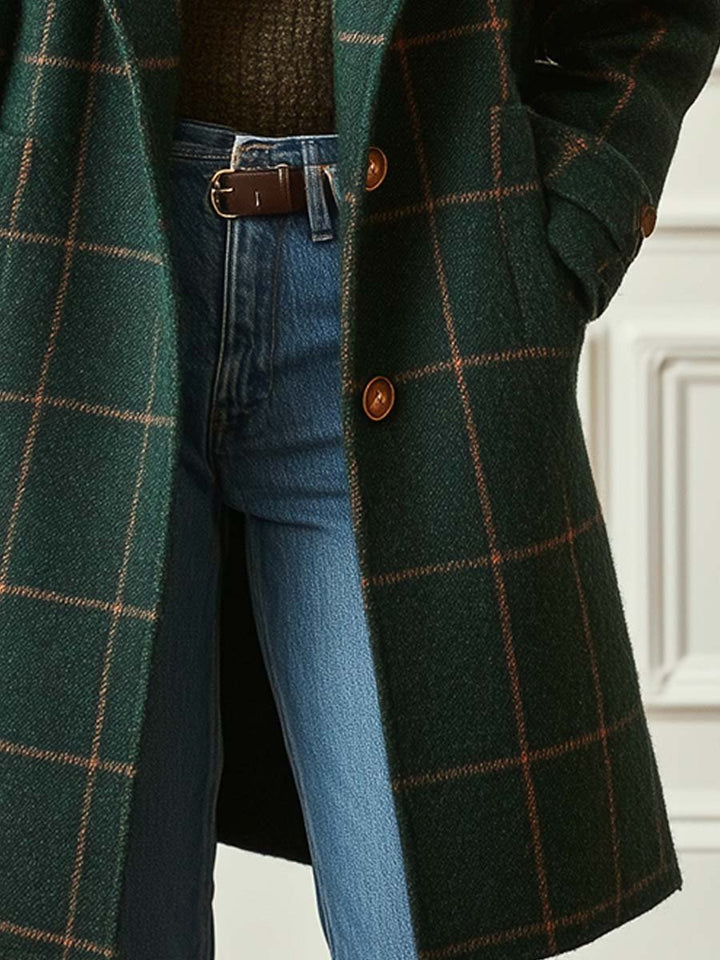 Gerhild | Retro Lapel Check Coat