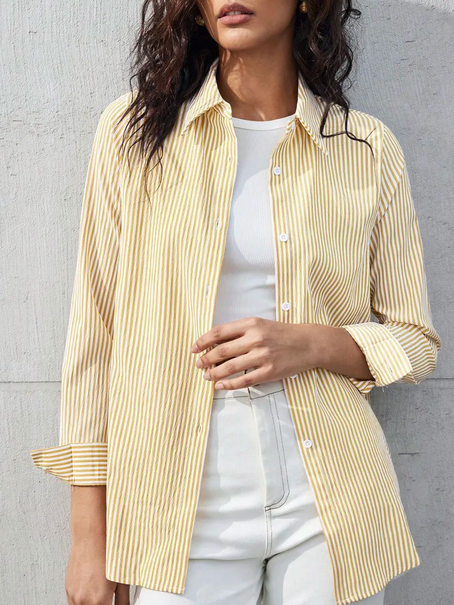 Noelle | Stylish Striped Blouse with Fine Cuffs