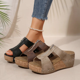 Gigi | Zip-Up Wedge Sandals