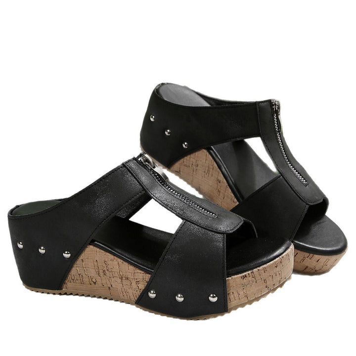 Gigi | Zip-Up Wedge Sandals