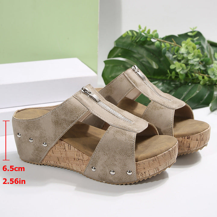 Gigi | Zip-Up Wedge Sandals