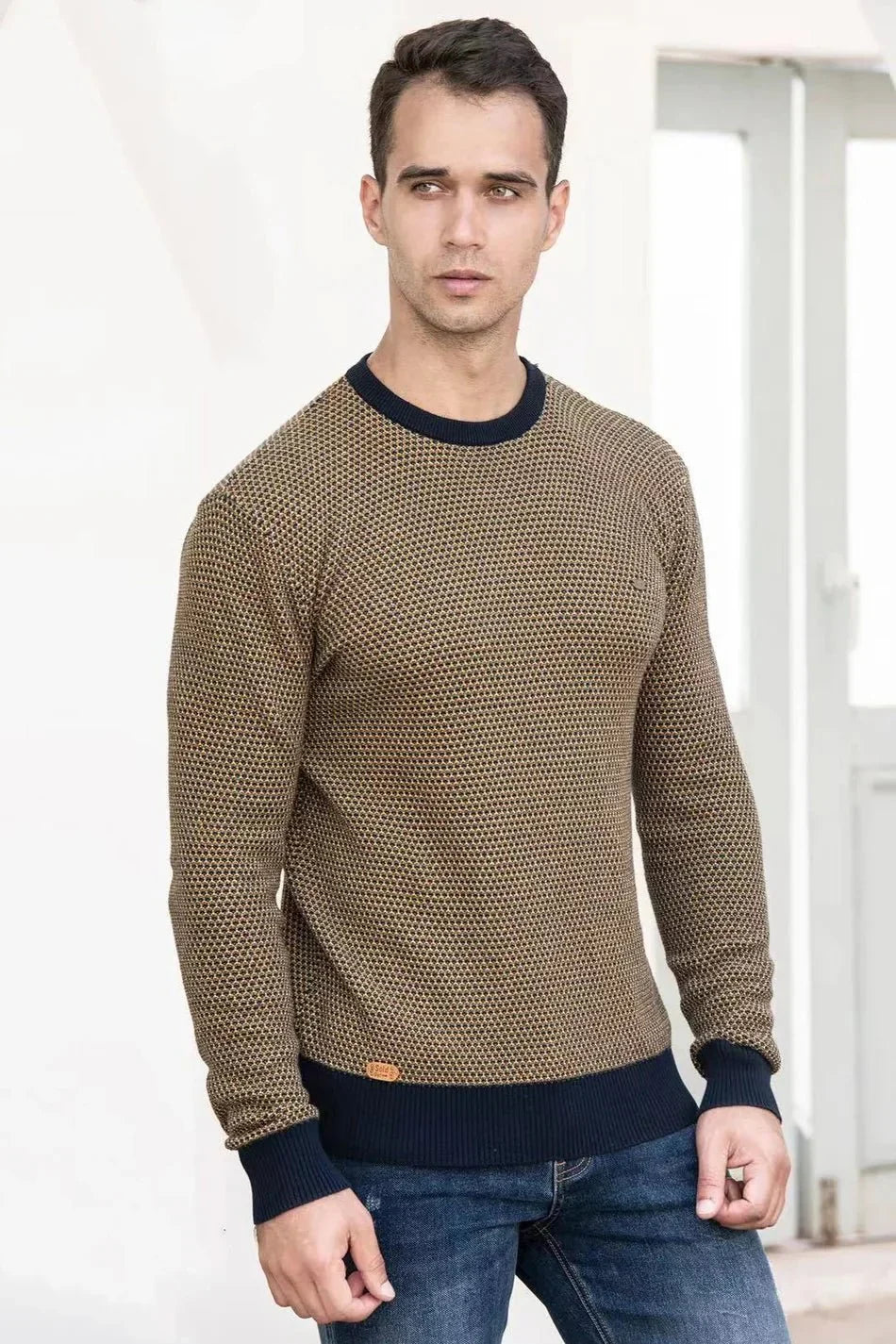 Julius | Men's Sweater with Diamond Pattern